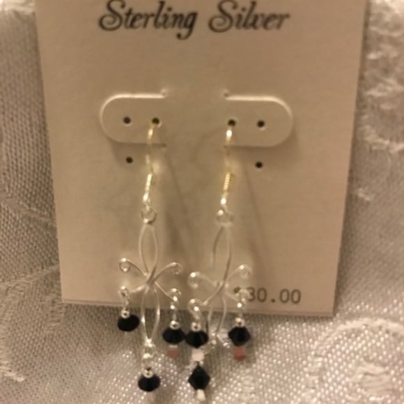 Kohls Sterling silver filigree jet drop earrings - Picture 5 of 6